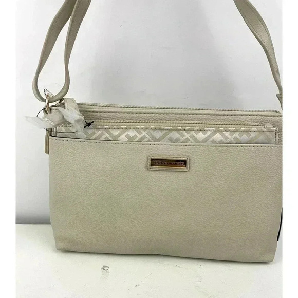 Tommy Hilfiger Beige Pebble Leather Crossbody Purse with Pouch Twice as Nice - Picture 4 of 16